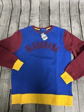 NWT Men’s FC Barcelona Crewneck Colorblock Sweatshirt Small Blaugrana